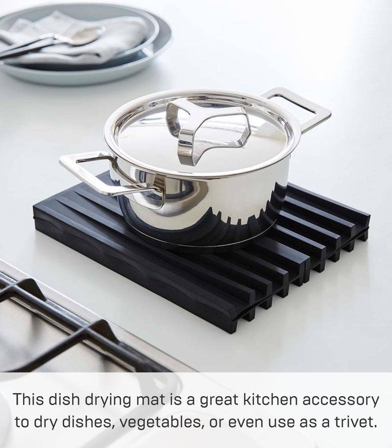 YAMAZAKI Home Tower Foldable Drainer Tray - Kitchen Dish Drying Mat - Silicone - Image 4